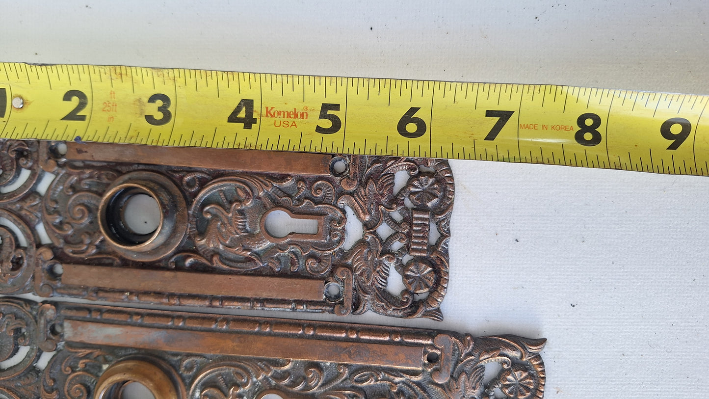 Reading Hardware Columbian Door Hardware Set, Figural Antique Bronze Knobs and Plates