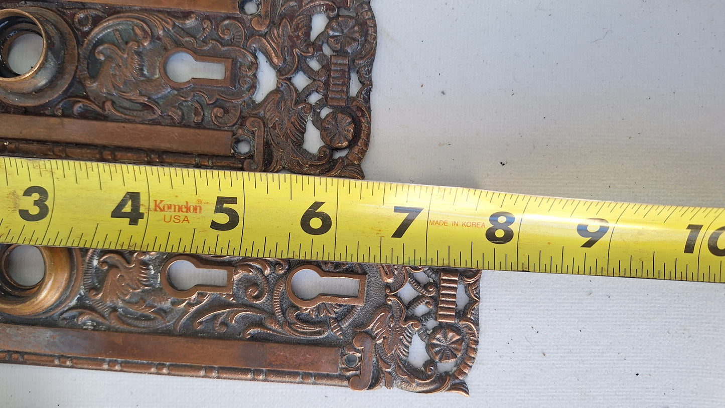 Reading Hardware Columbian Door Hardware Set, Figural Antique Bronze Knobs and Plates