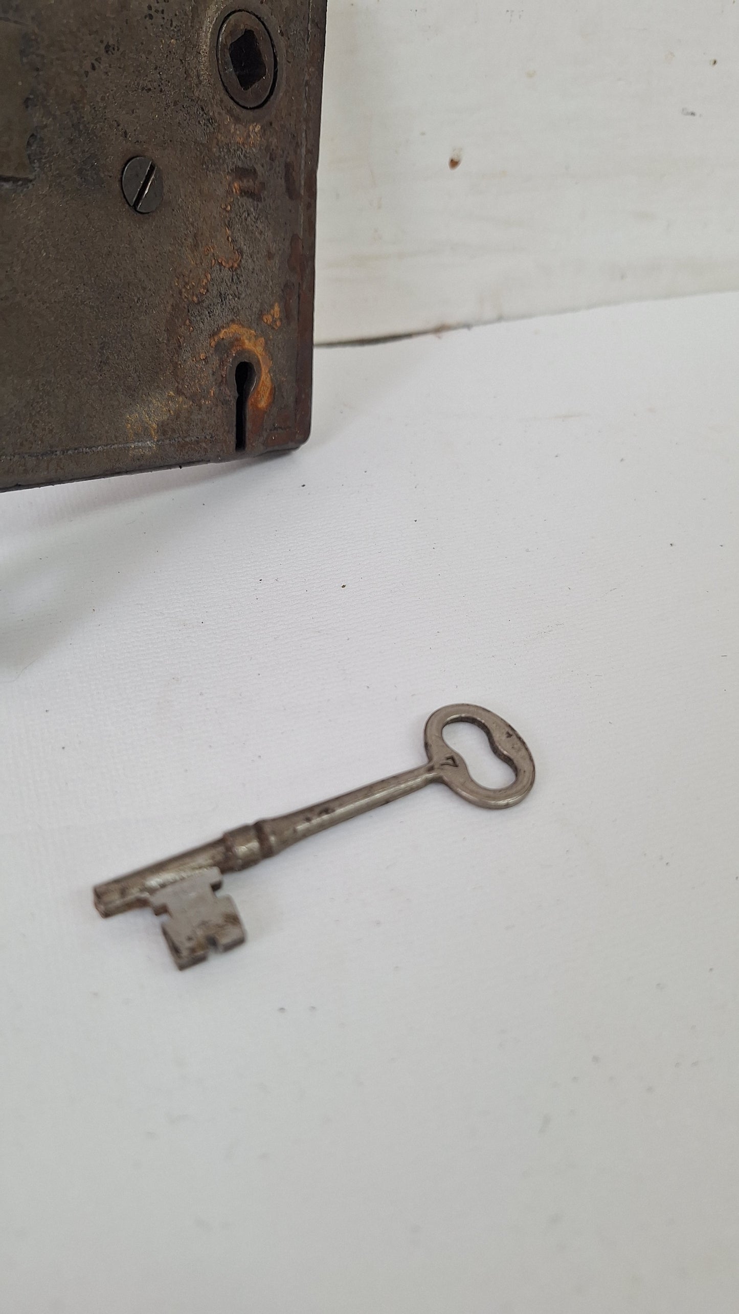 Antique Fancy Bronze Mortise Lock with Skeleton Key: Working Door Lock