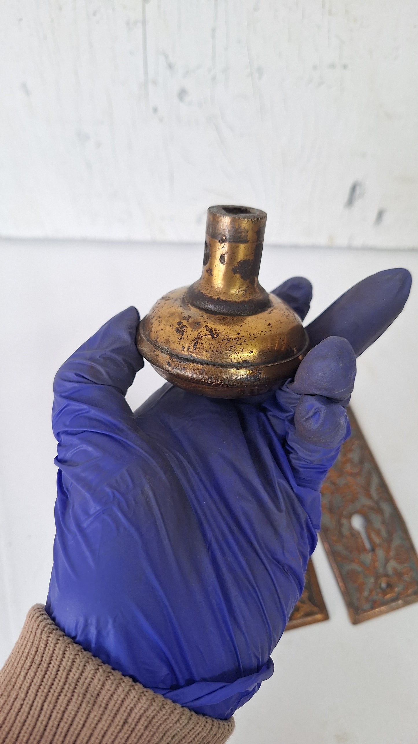 Daisy Design Doorknobs and Plate Set, Antique Flower Design Bronze Door Hardware 082103