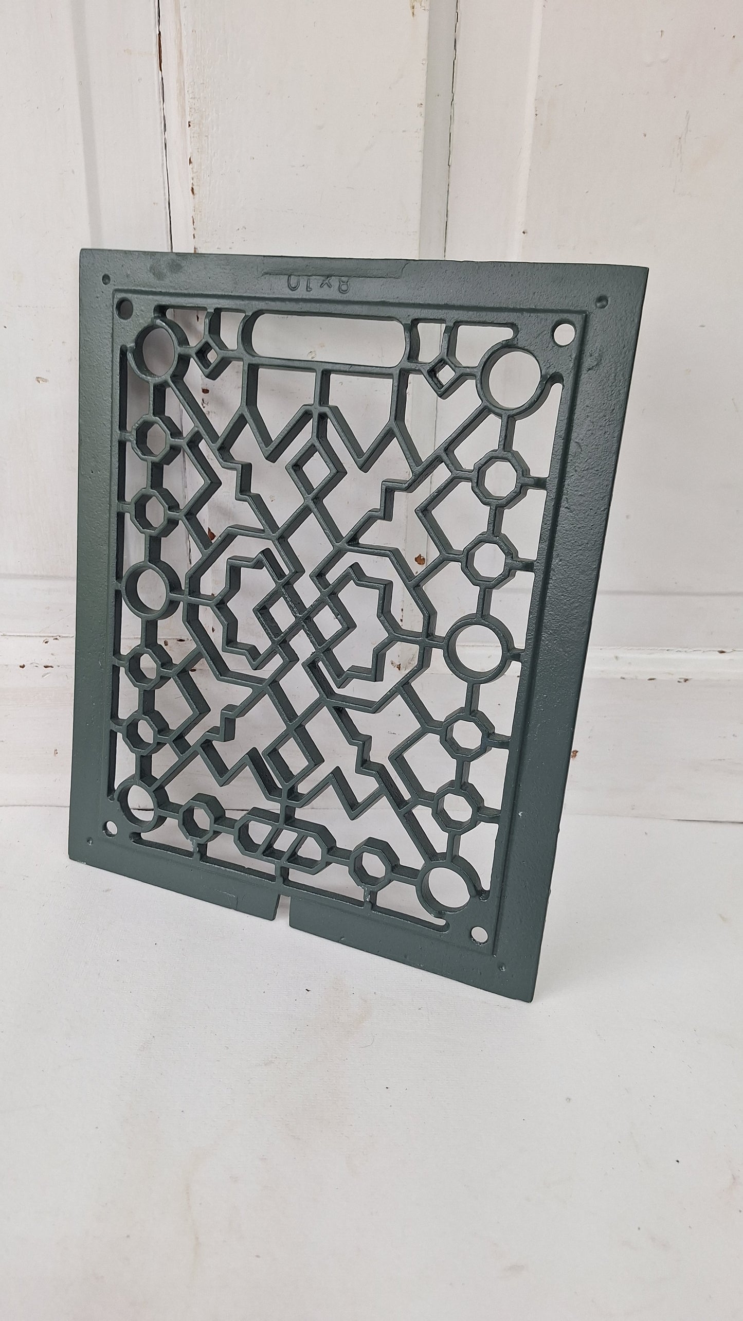 10 x 12 Antique Iron Vent Grate Cover: Decorative Geometric Design