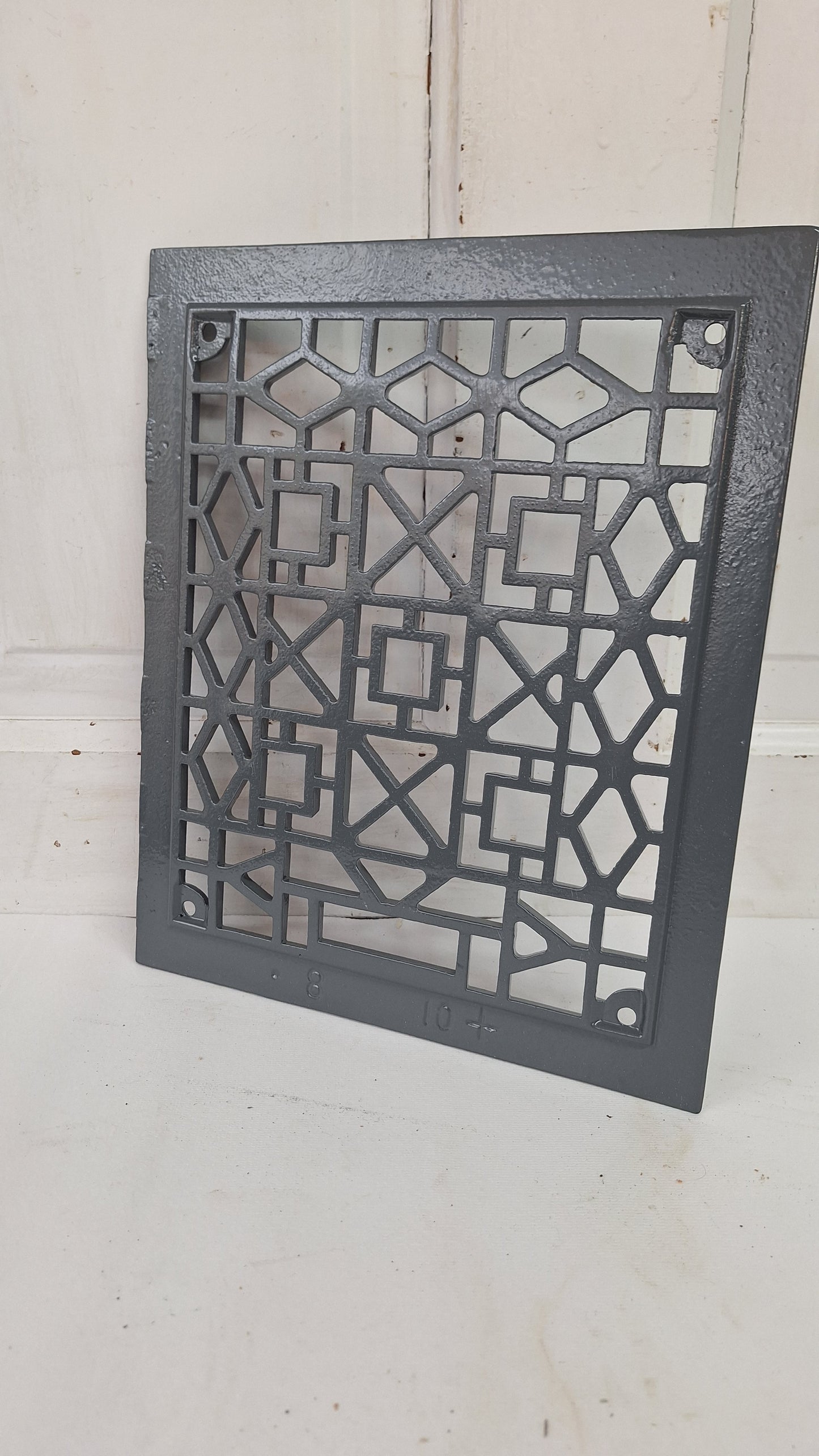 Antique Iron Vent Grate Cover: Decorative Geometric Design (10 x 12 inches)