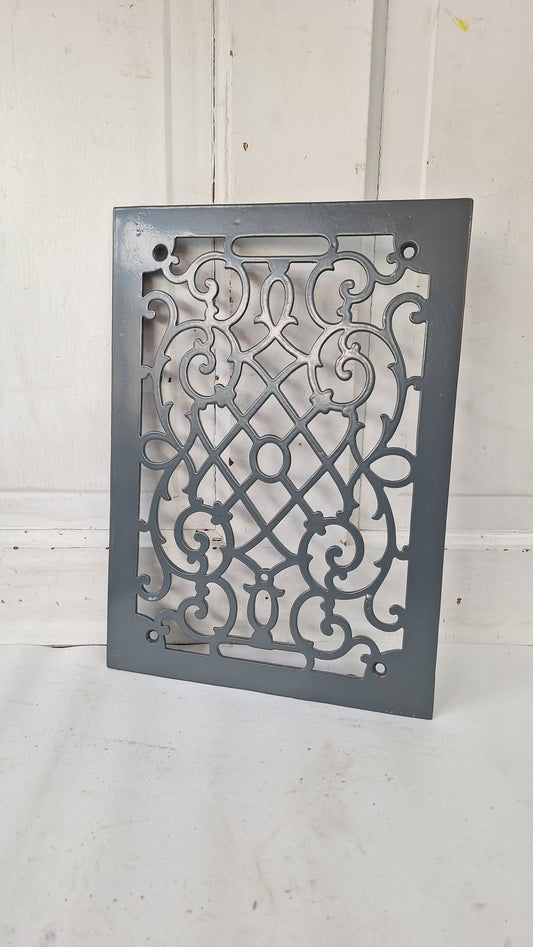 Victorian Era Iron Vent Grate Cover: Fancy Scroll Design (10 x 14 inches)