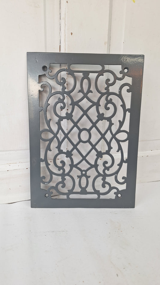Victorian Era Iron Vent Grate Cover: Fancy Scroll Design (10 x 14 inches)