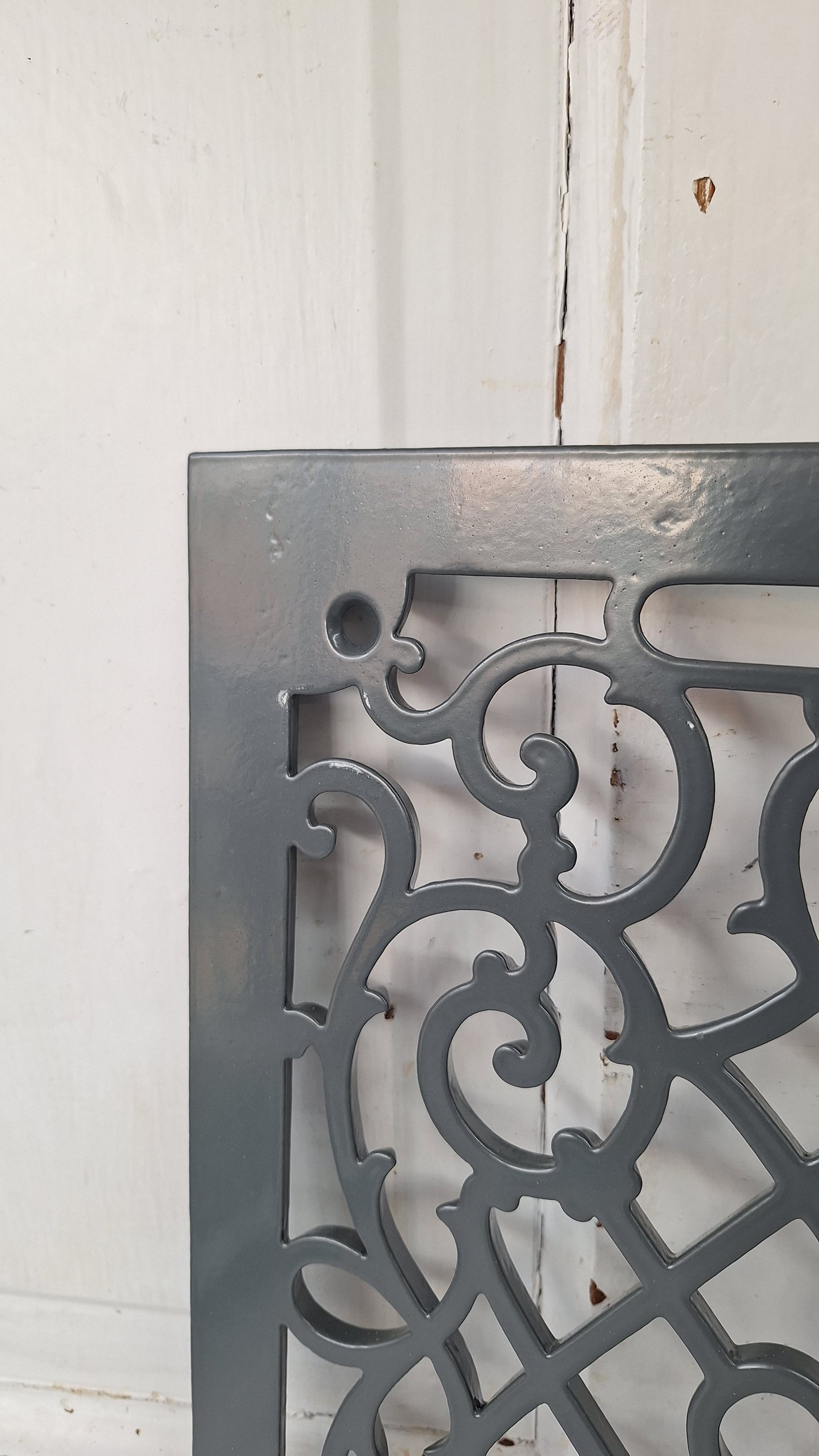 Victorian Era Iron Vent Grate Cover: Fancy Scroll Design (10 x 14 inches)