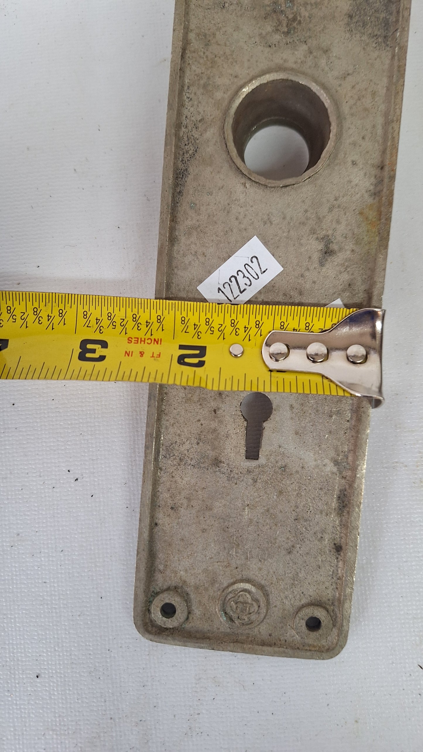 Yale Silver Antique Door Plate Set, Silver Backplates with Greek Key Design