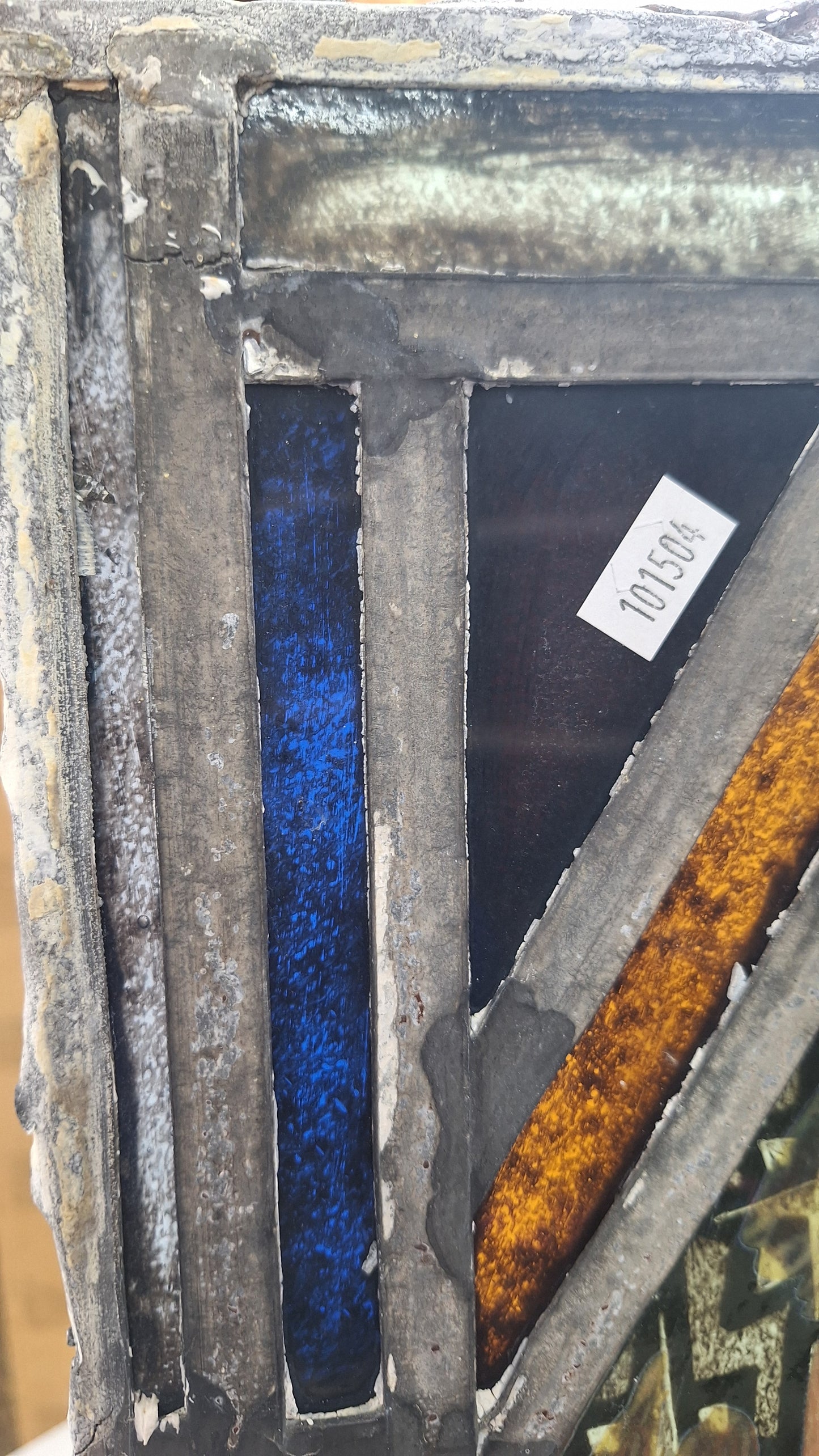 Painted Angel and Star Design Antique Stained Glass, Vintage Church Window