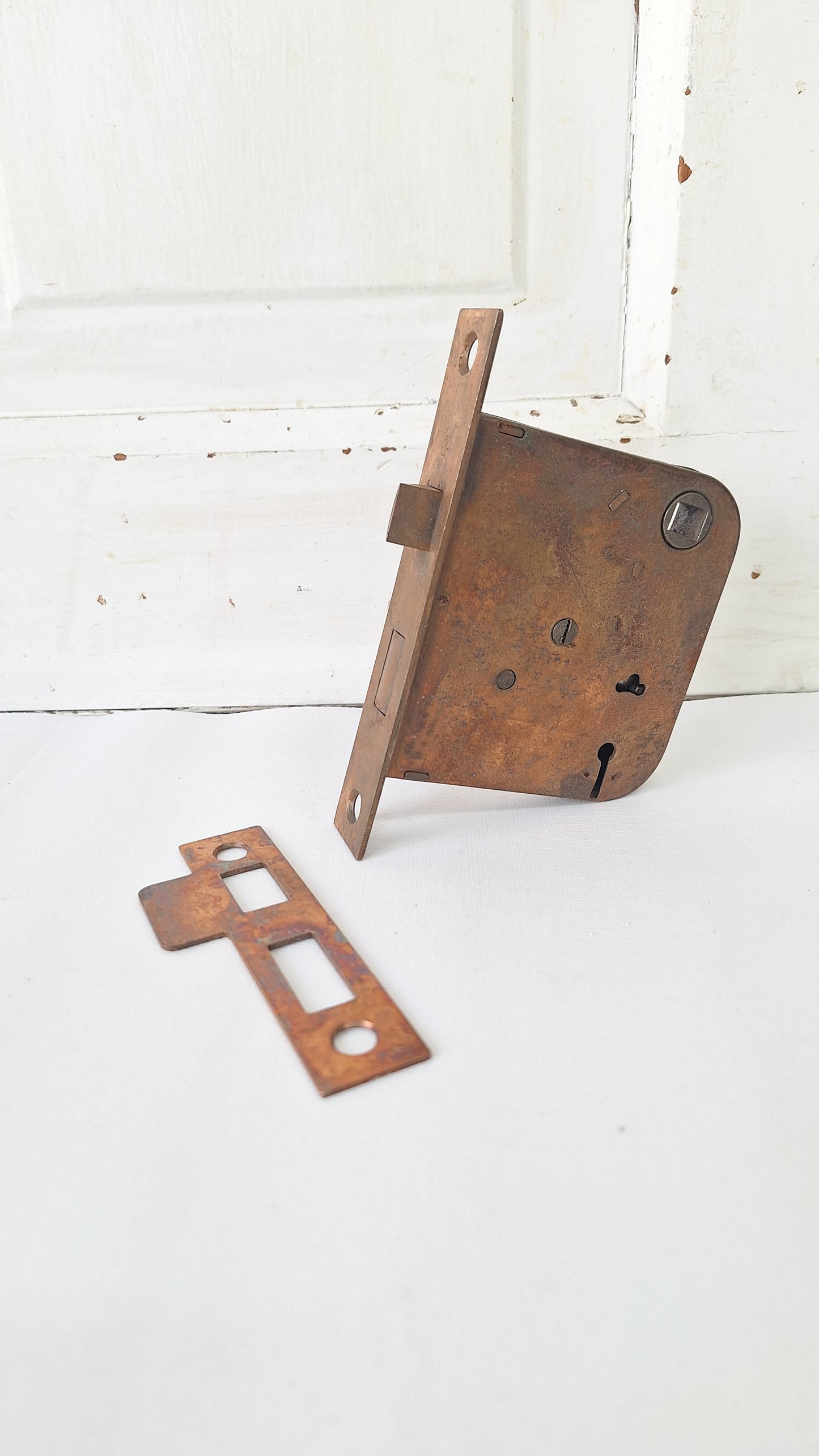 Yale and Towne Antique Mortise Lock, Victorian Door Latch with Strike Plate