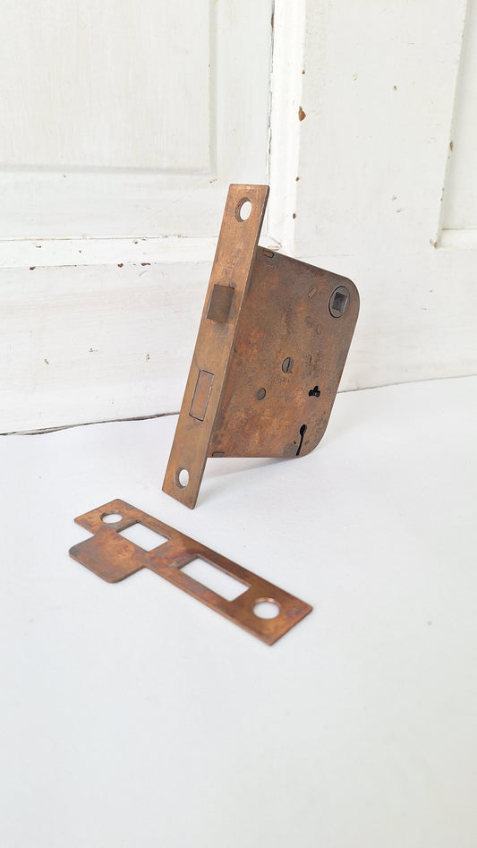 Yale and Towne Antique Mortise Lock, Victorian Door Latch with Strike Plate