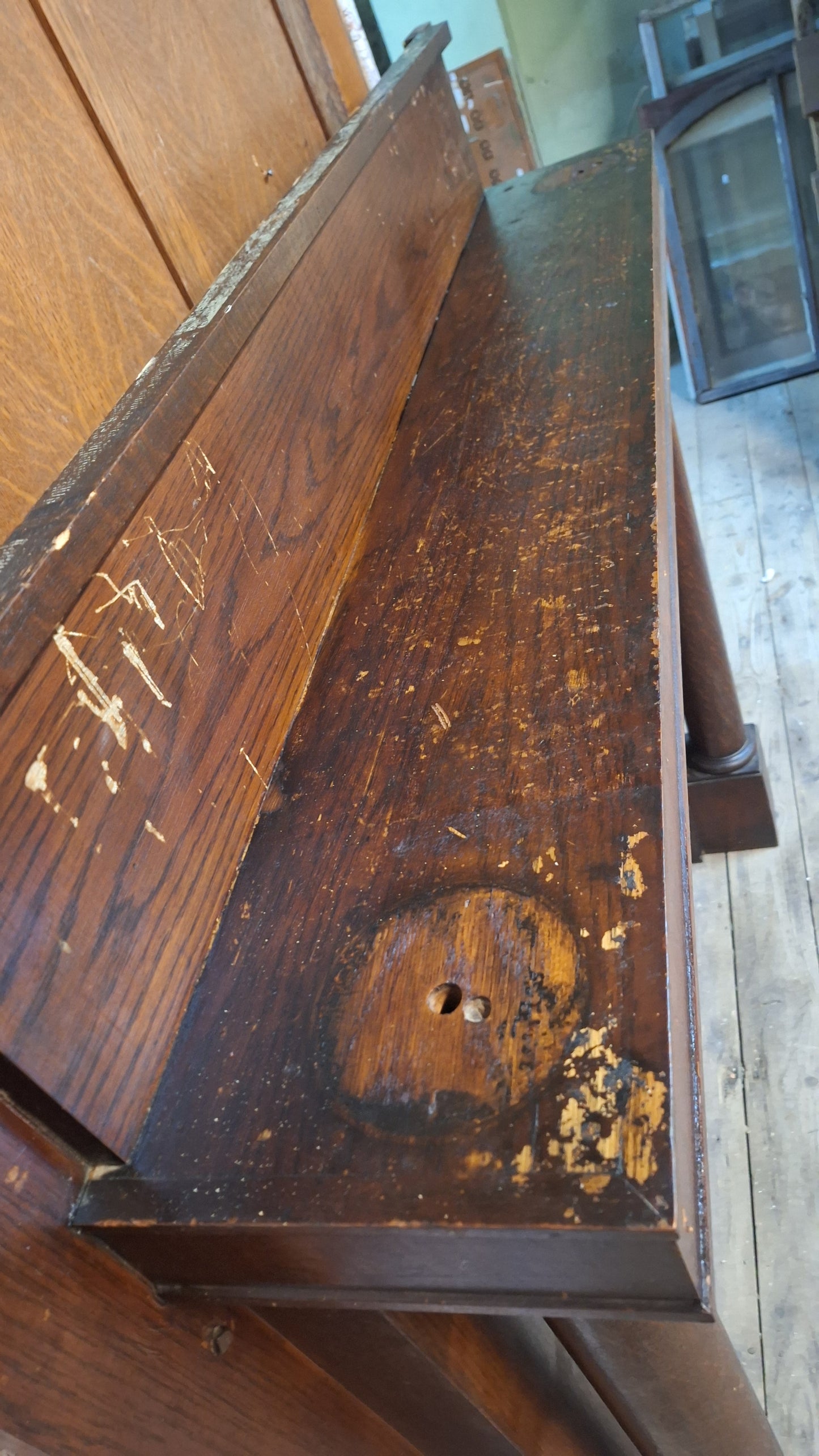 Antique Quarter Sawn Oak Fireplace Mantle, Fireplace Surround with Columns