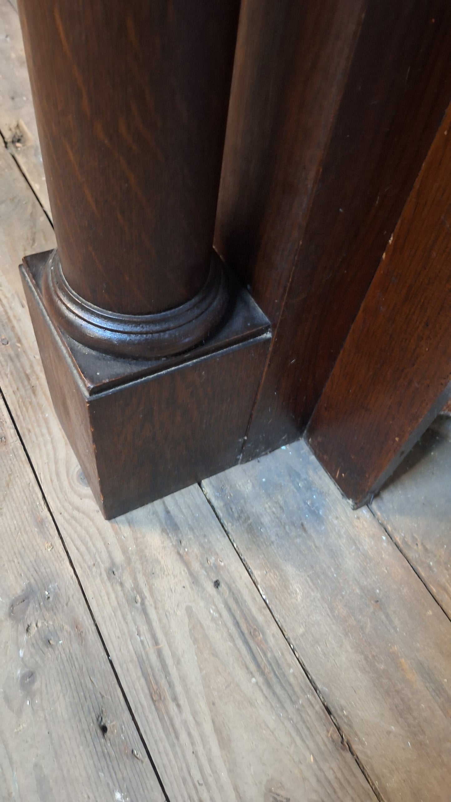Antique Quarter Sawn Oak Fireplace Mantle, Fireplace Surround with Columns