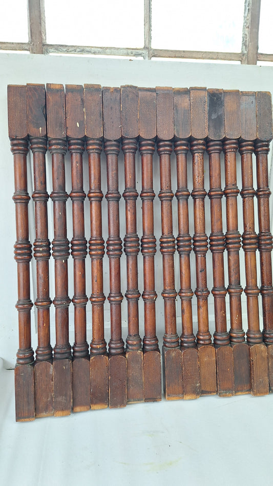 15 Antique Wood Staircase Balusters, Victorian Turned Stair Spindles