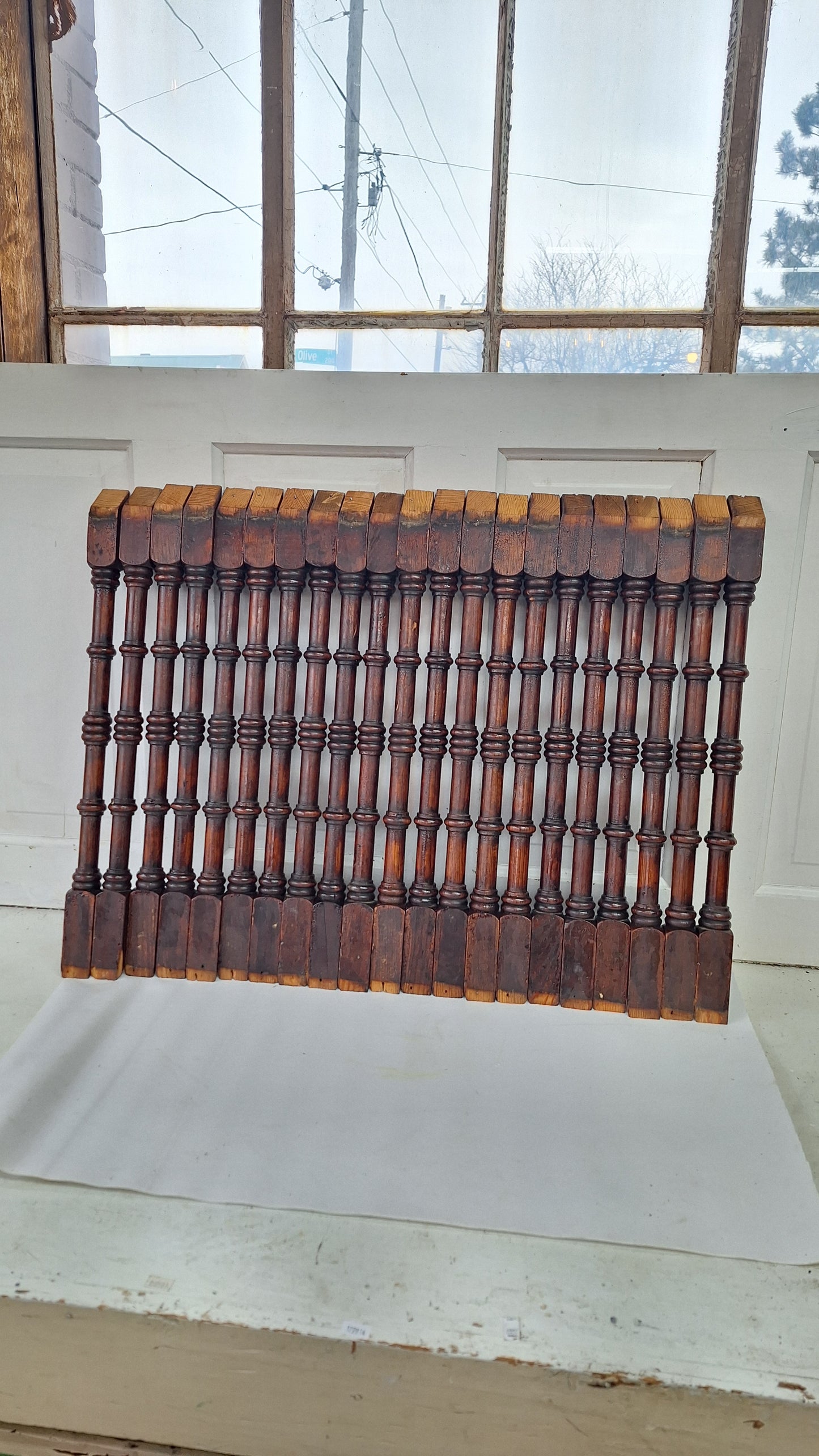 21 Antique Wood Staircase Balusters, Victorian Turned Stair Spindles