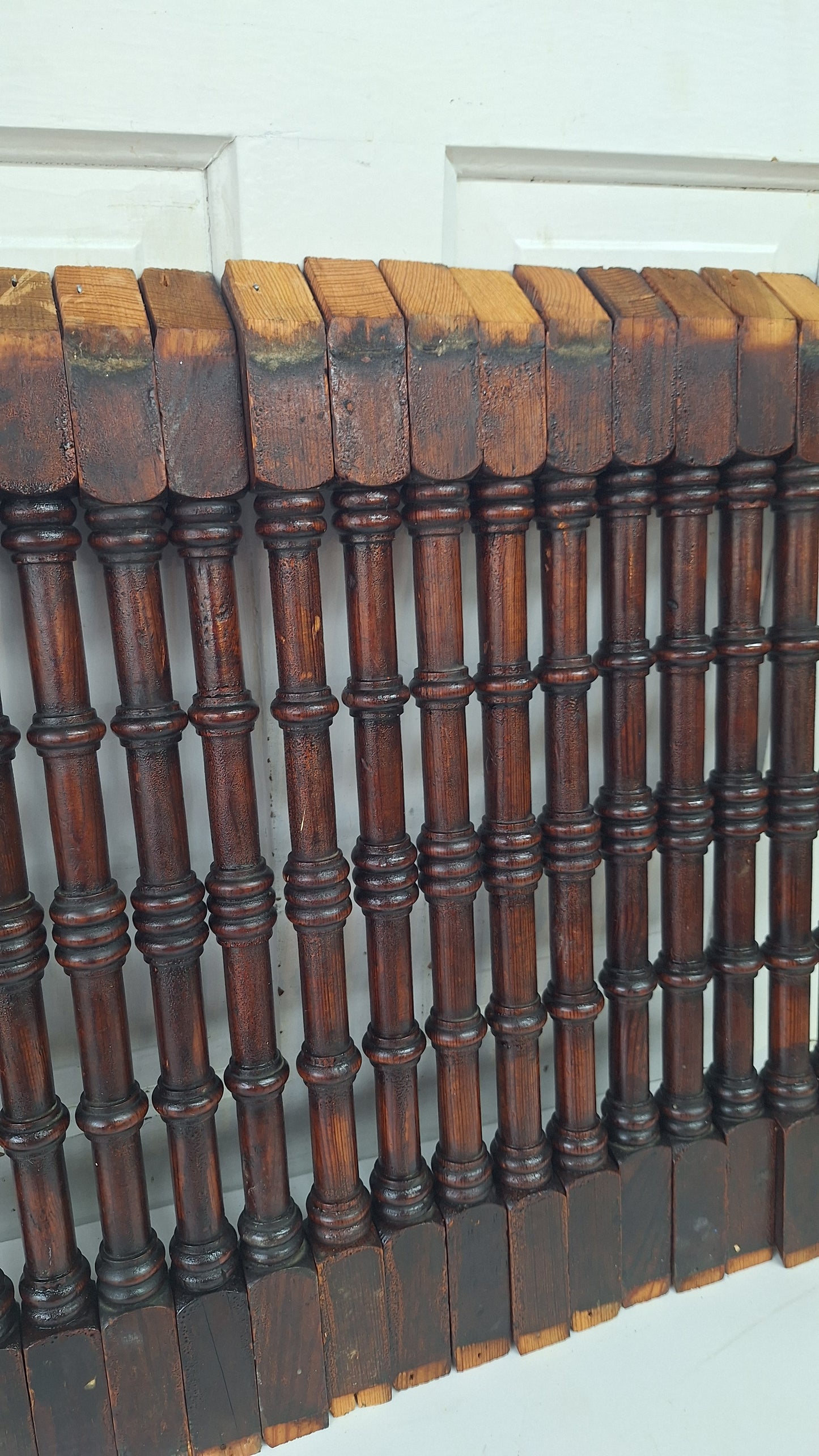 21 Antique Wood Staircase Balusters, Victorian Turned Stair Spindles