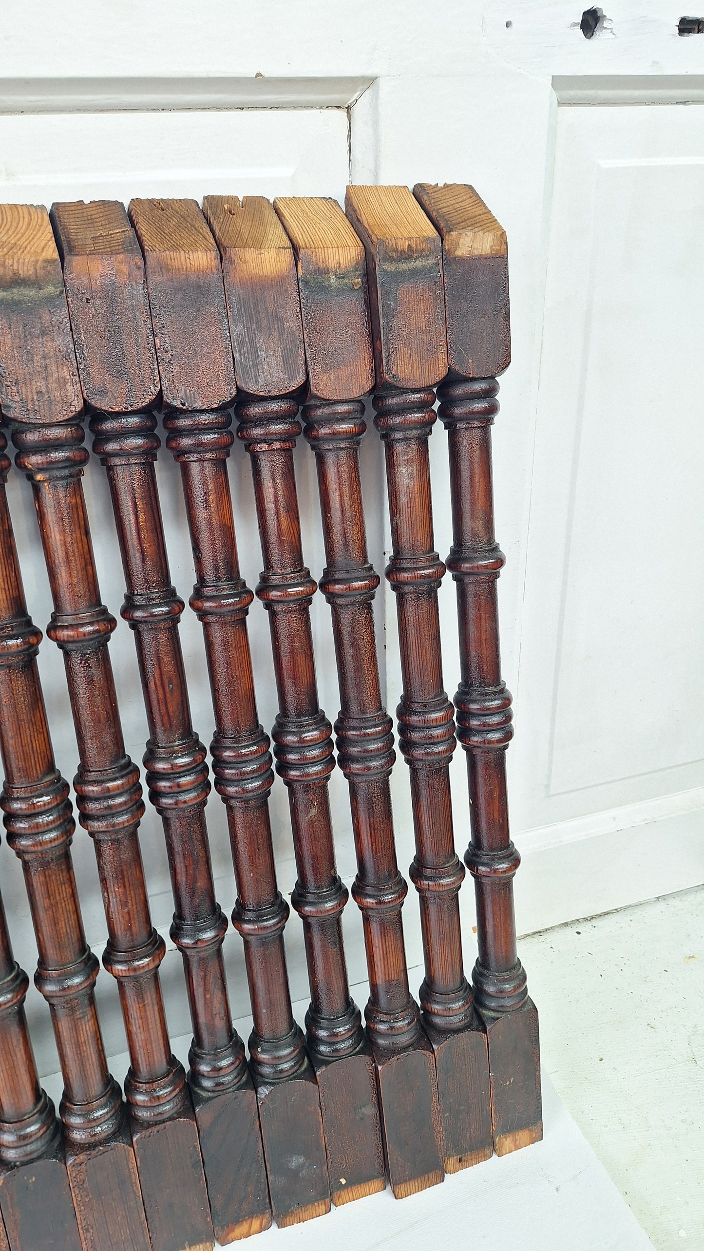 21 Antique Wood Staircase Balusters, Victorian Turned Stair Spindles