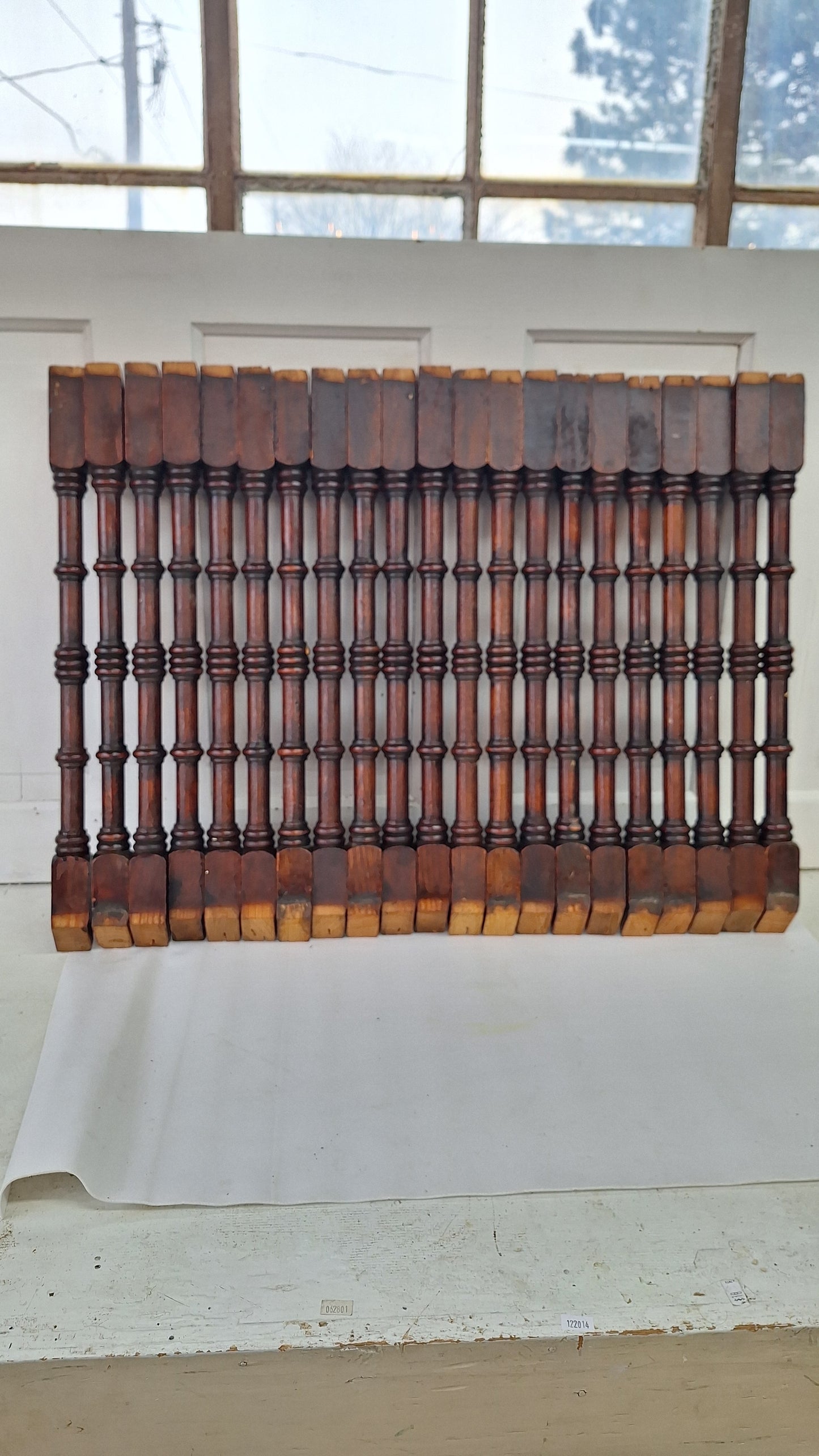 21 Antique Wood Staircase Balusters, Victorian Turned Stair Spindles