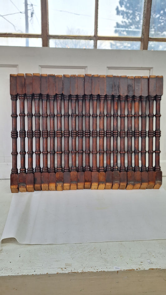 21 Antique Wood Staircase Balusters, Victorian Turned Stair Spindles