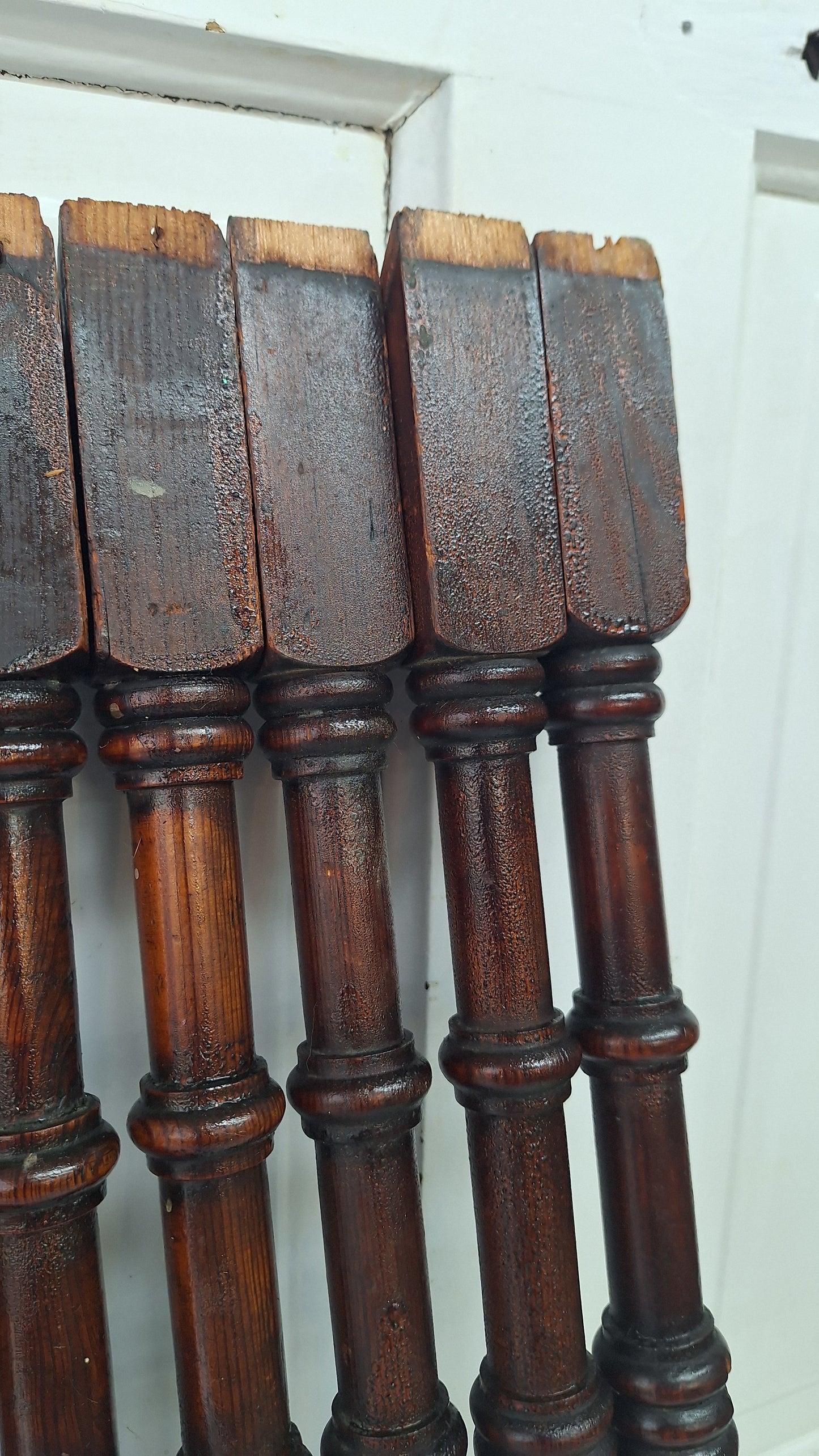 21 Antique Wood Staircase Balusters, Victorian Turned Stair Spindles