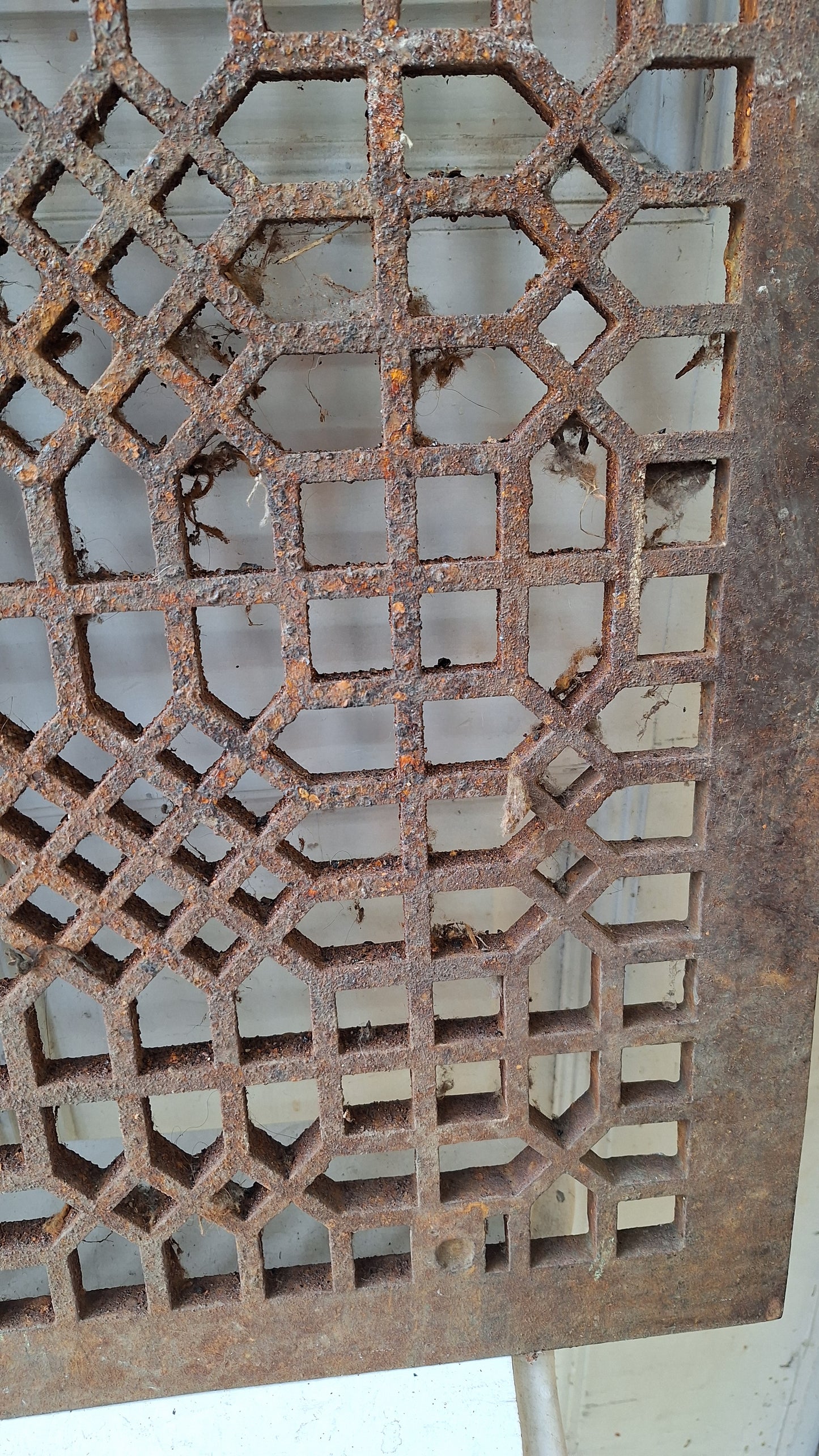 26" Square Floor Vent Cover, Antique Cast Iron Large Register Grate