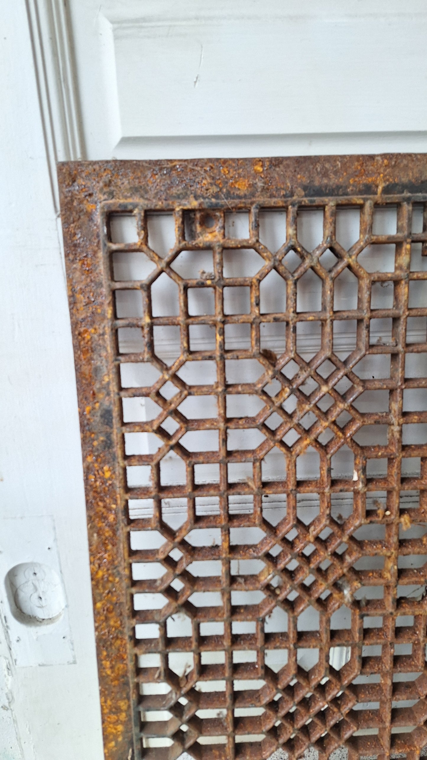 26" Square Floor Vent Cover, Antique Cast Iron Large Register Grate