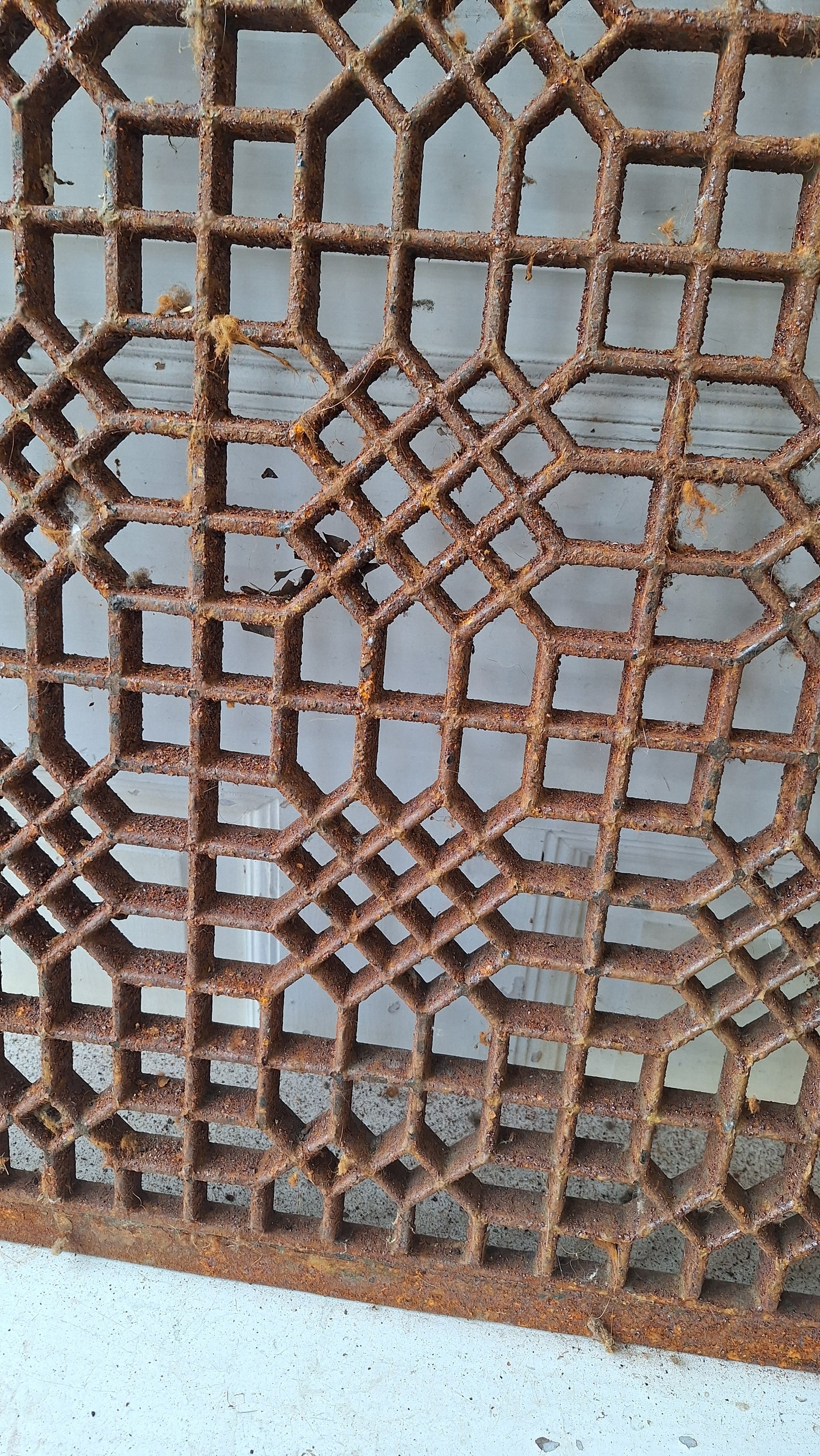 26" Square Floor Vent Cover, Antique Cast Iron Large Register Grate