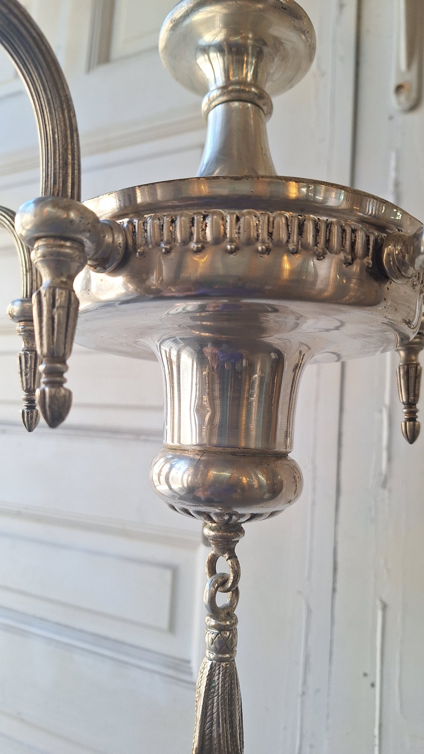 Silver Plated Chandelier: Vintage Five Arm Candelabra Style Ceiling Light
