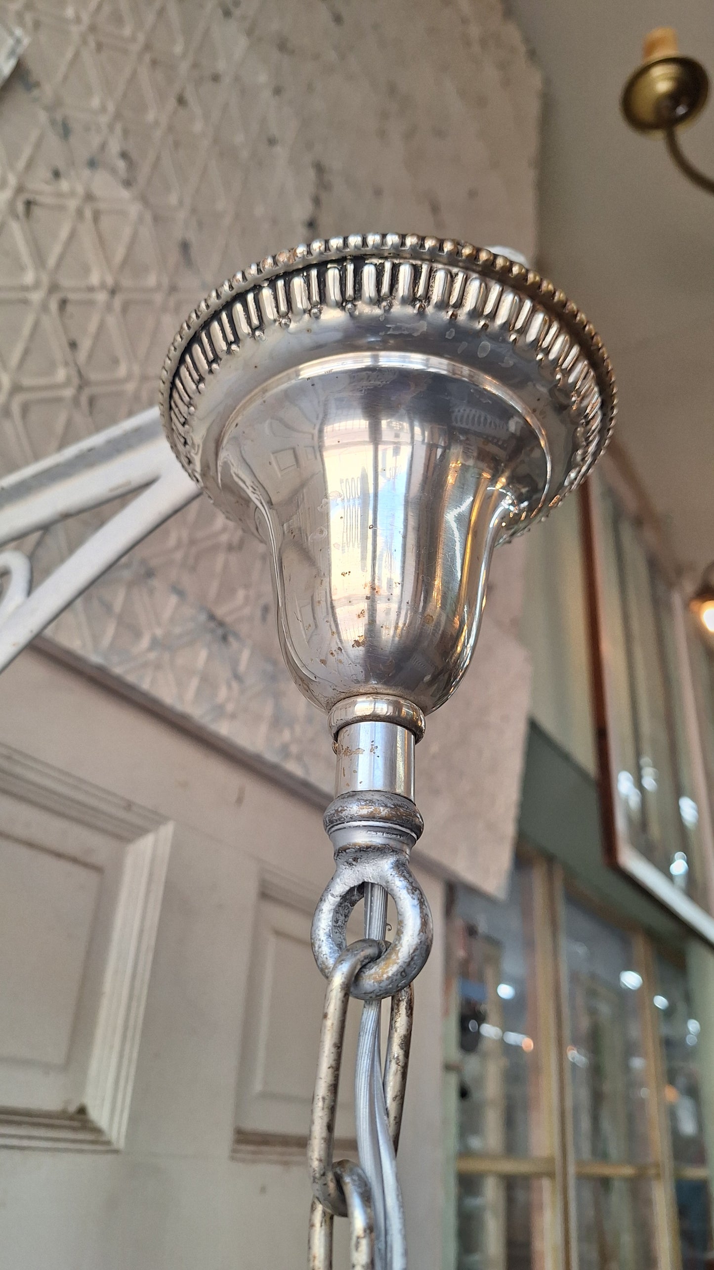 Silver Plated Chandelier: Vintage Five Arm Candelabra Style Ceiling Light