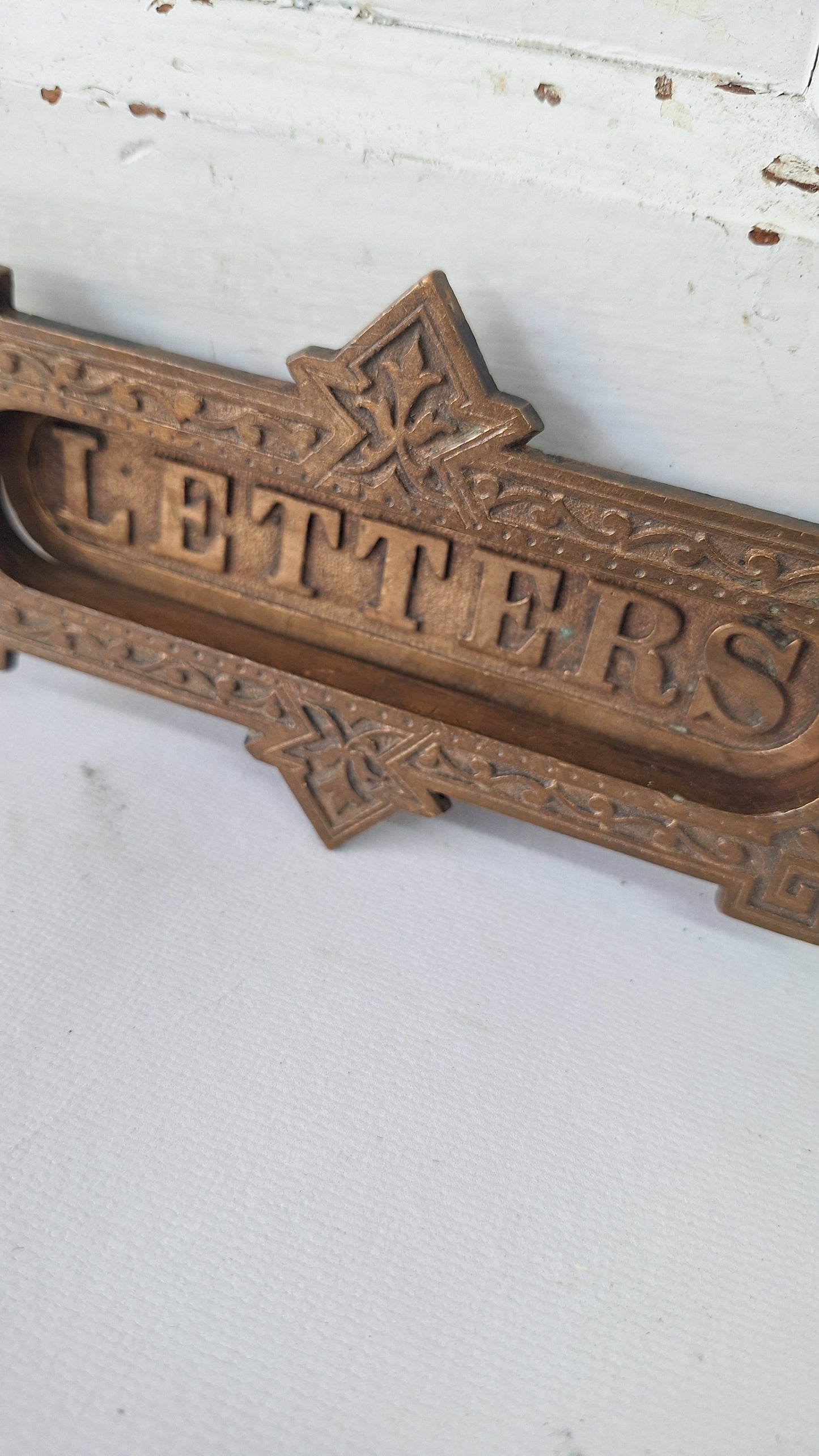 Ornate Bronze Letter Slot, Fancy Antique Door Mail Slot