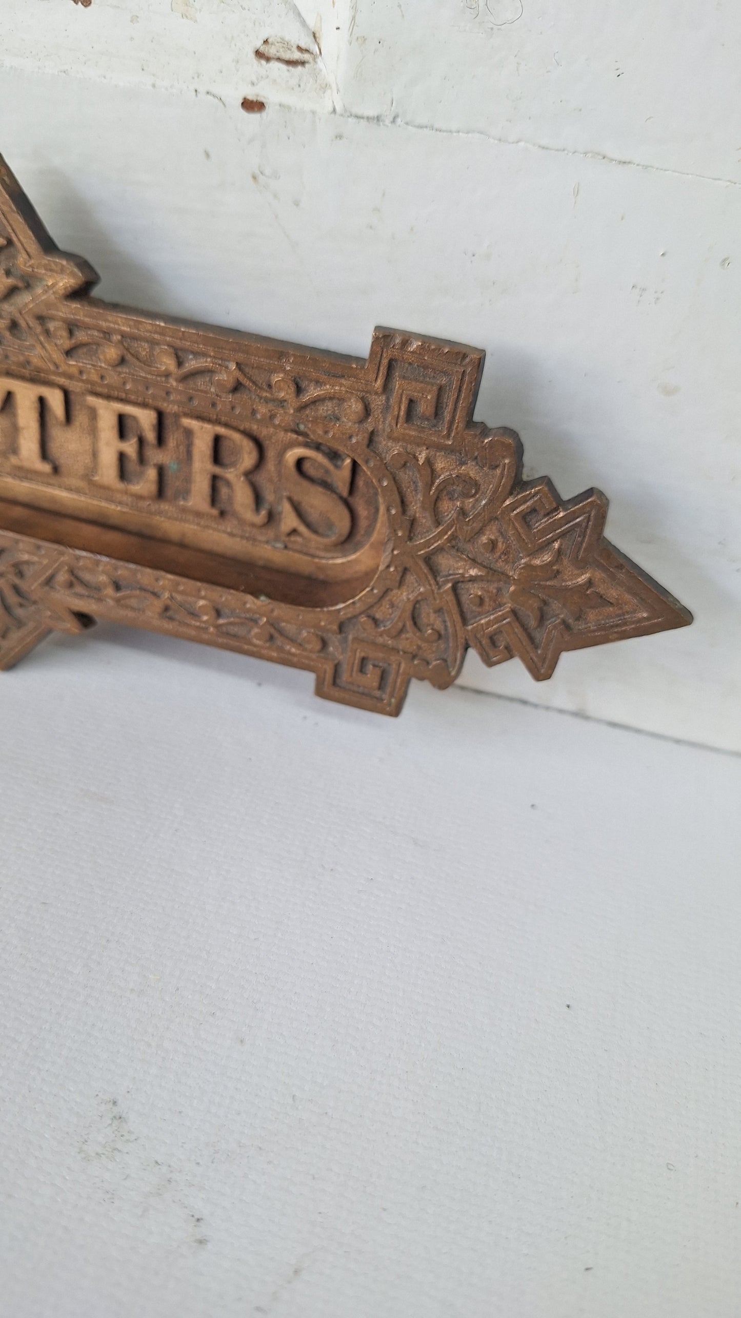 Ornate Bronze Letter Slot, Fancy Antique Door Mail Slot