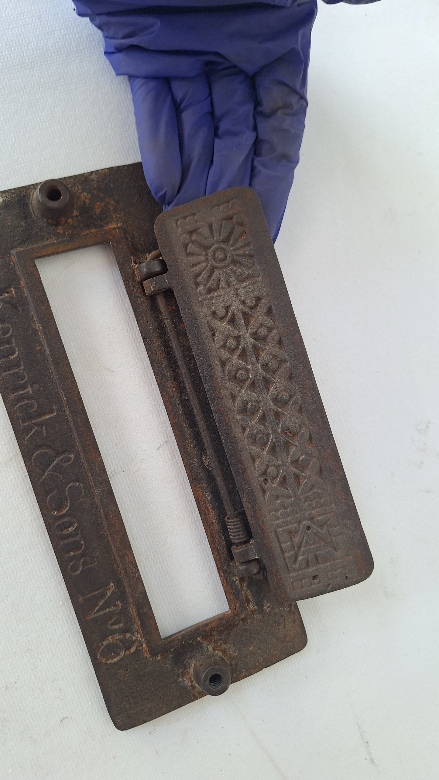 Antique Letters Iron Door Mail Slot, Complete Set, Antique Door Letter Slot