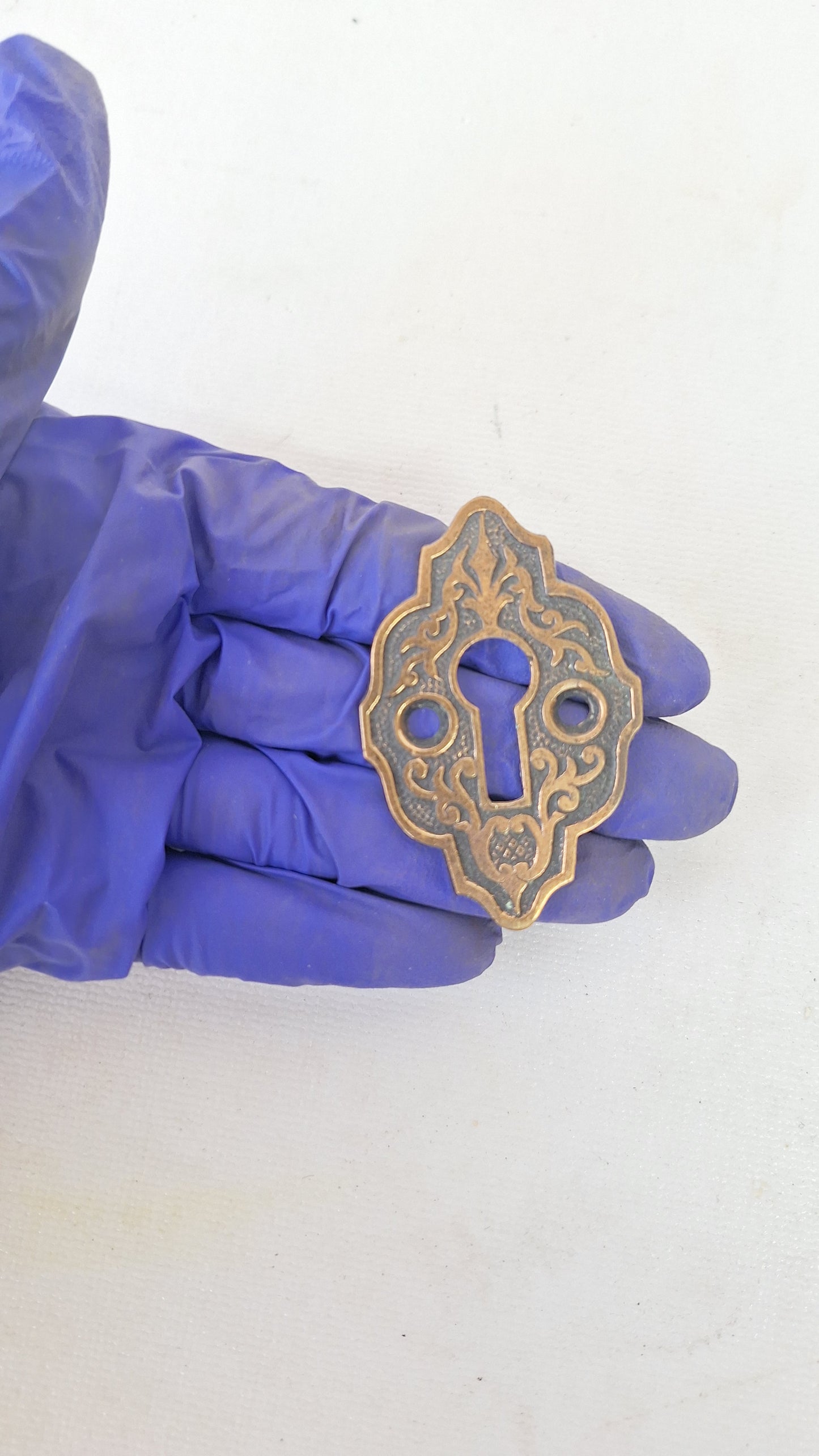 Large Ornate Bronze Antique Keyhole Cover, Key Hole Escutcheon Plate