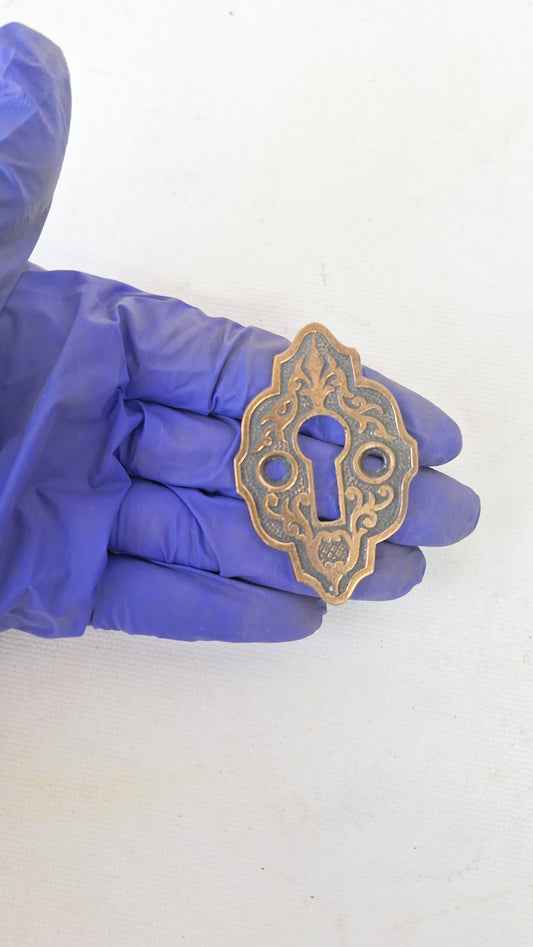 Large Ornate Bronze Antique Keyhole Cover, Key Hole Escutcheon Plate