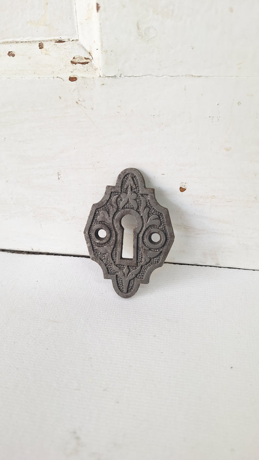 Large Ornate Iron Antique Keyhole Cover, Key Hole Escutcheon Plate