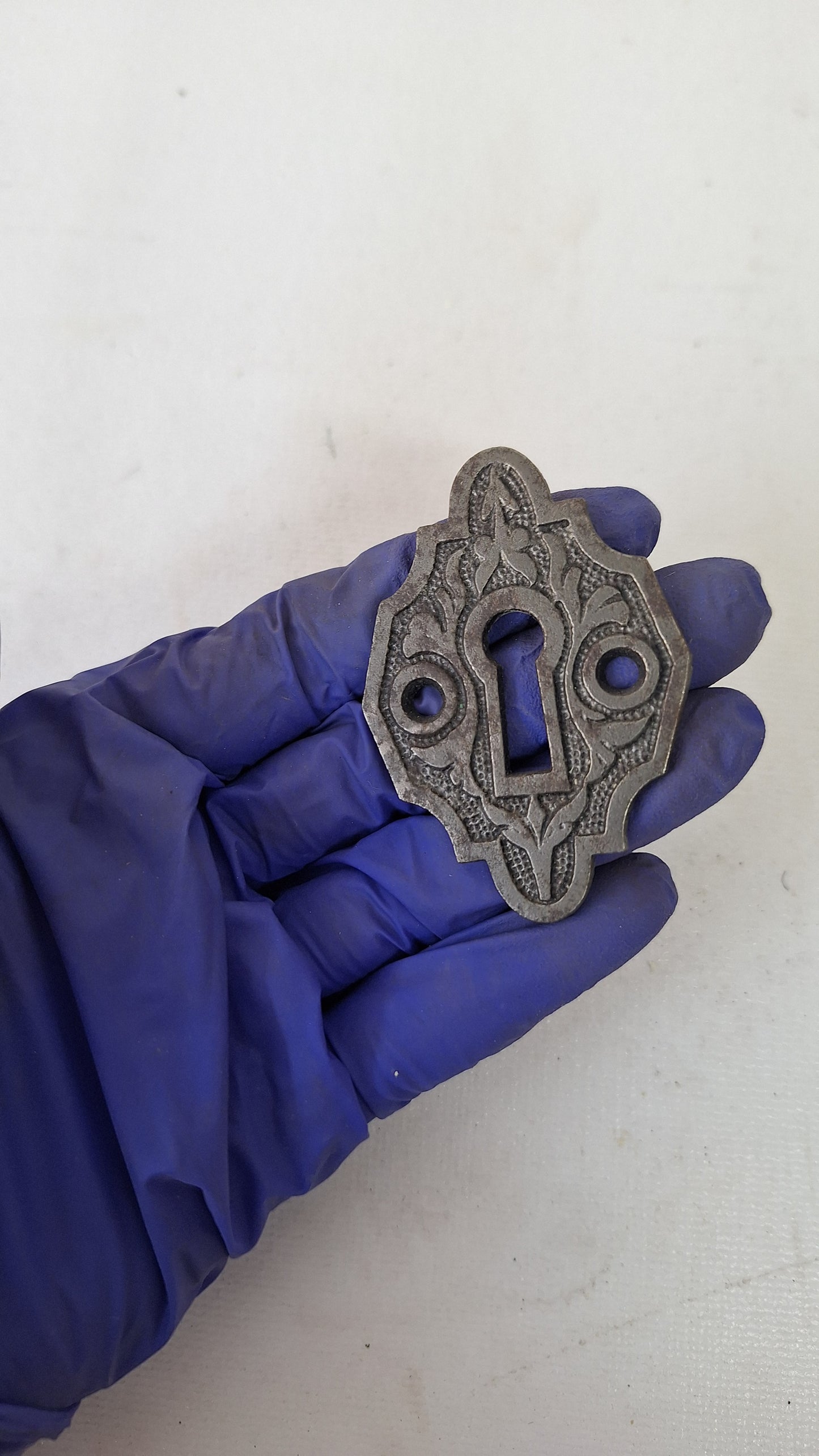 Large Ornate Iron Antique Keyhole Cover, Key Hole Escutcheon Plate