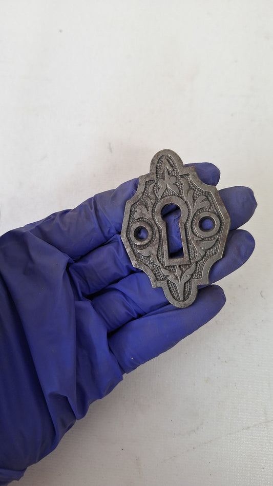 Large Ornate Iron Antique Keyhole Cover, Key Hole Escutcheon Plate