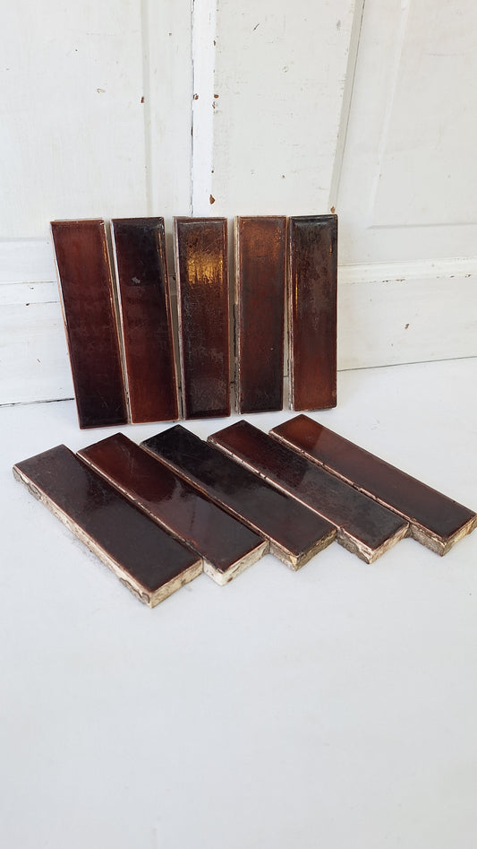10 Antique Red Fireplace Tiles, Victorian Hearth Border Accent Tiles