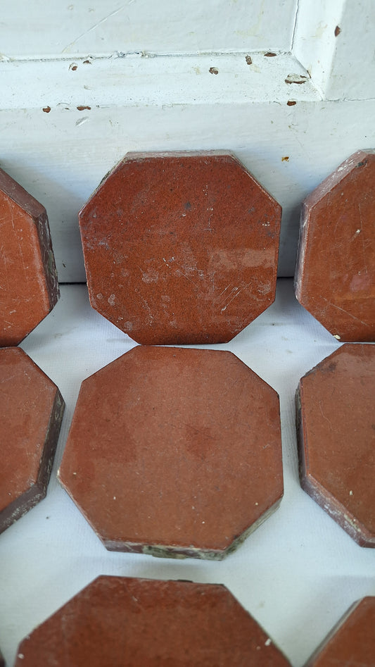 12 Octagon Antique Floor Tiles, Redy Fireplace Hearth Tile Set