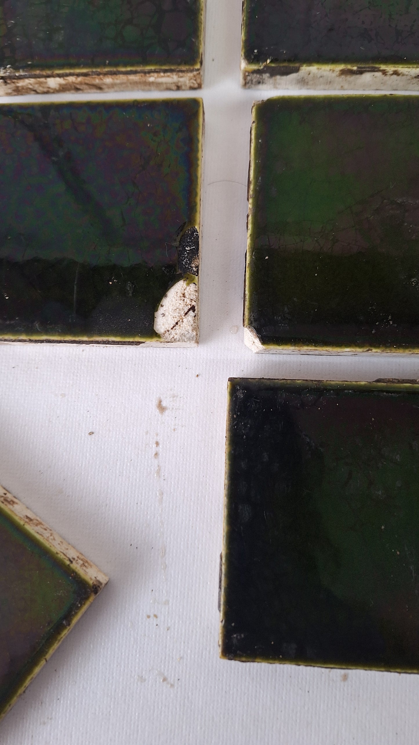 3" Dark Green Square Antique Floor Tiles, Green Fireplace Hearth Tile Set