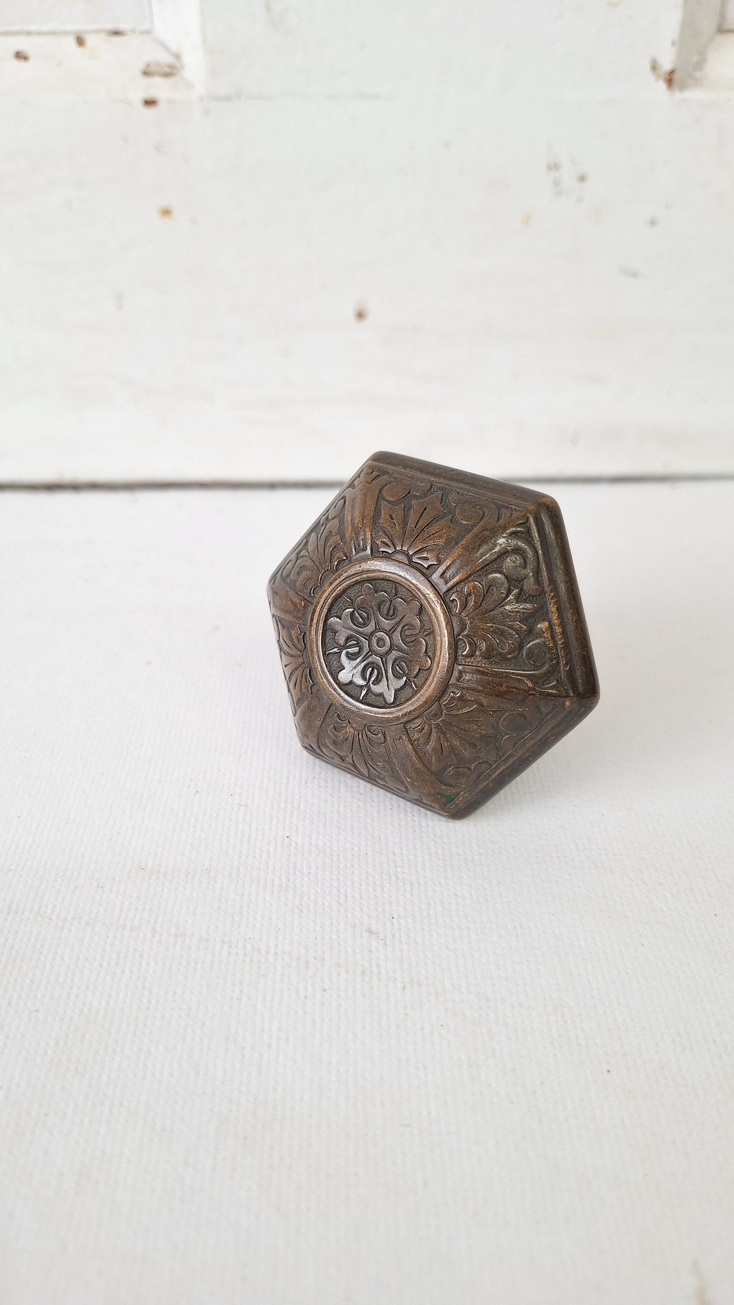 Ornate Hexagon Bronze Knob, MCC Russell Erwin Hexagonal Doorknob