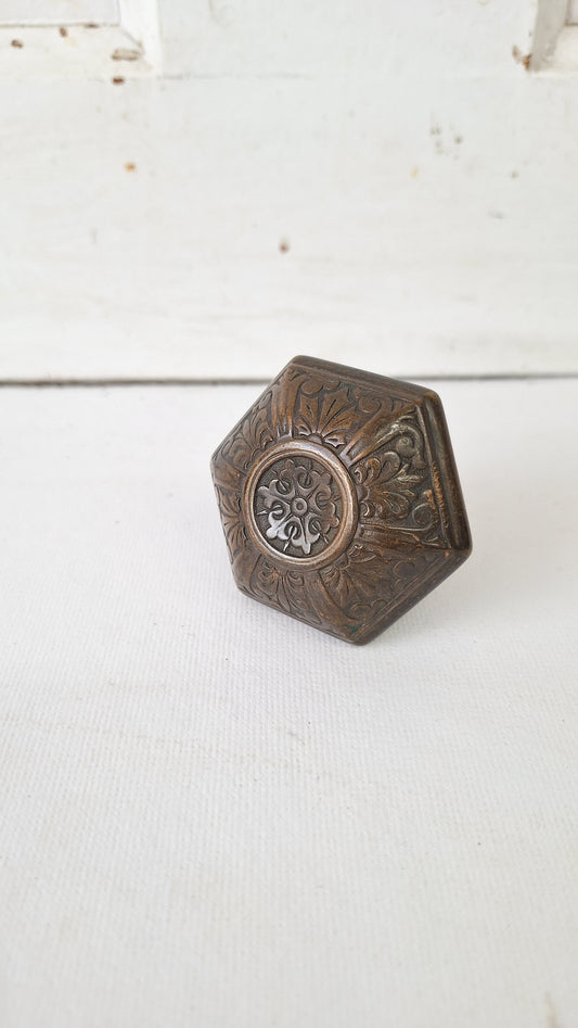 Ornate Hexagon Bronze Knob, MCC Russell Erwin Hexagonal Doorknob