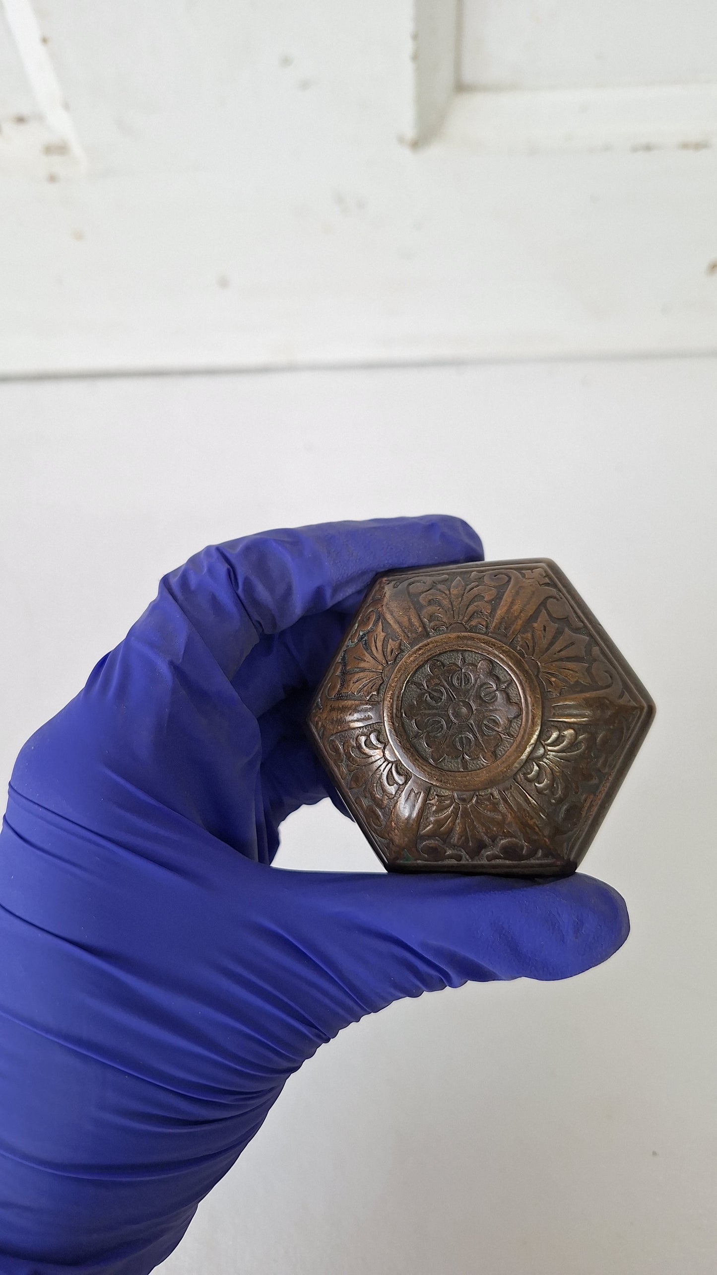 Ornate Hexagon Bronze Knob, MCC Russell Erwin Hexagonal Doorknob