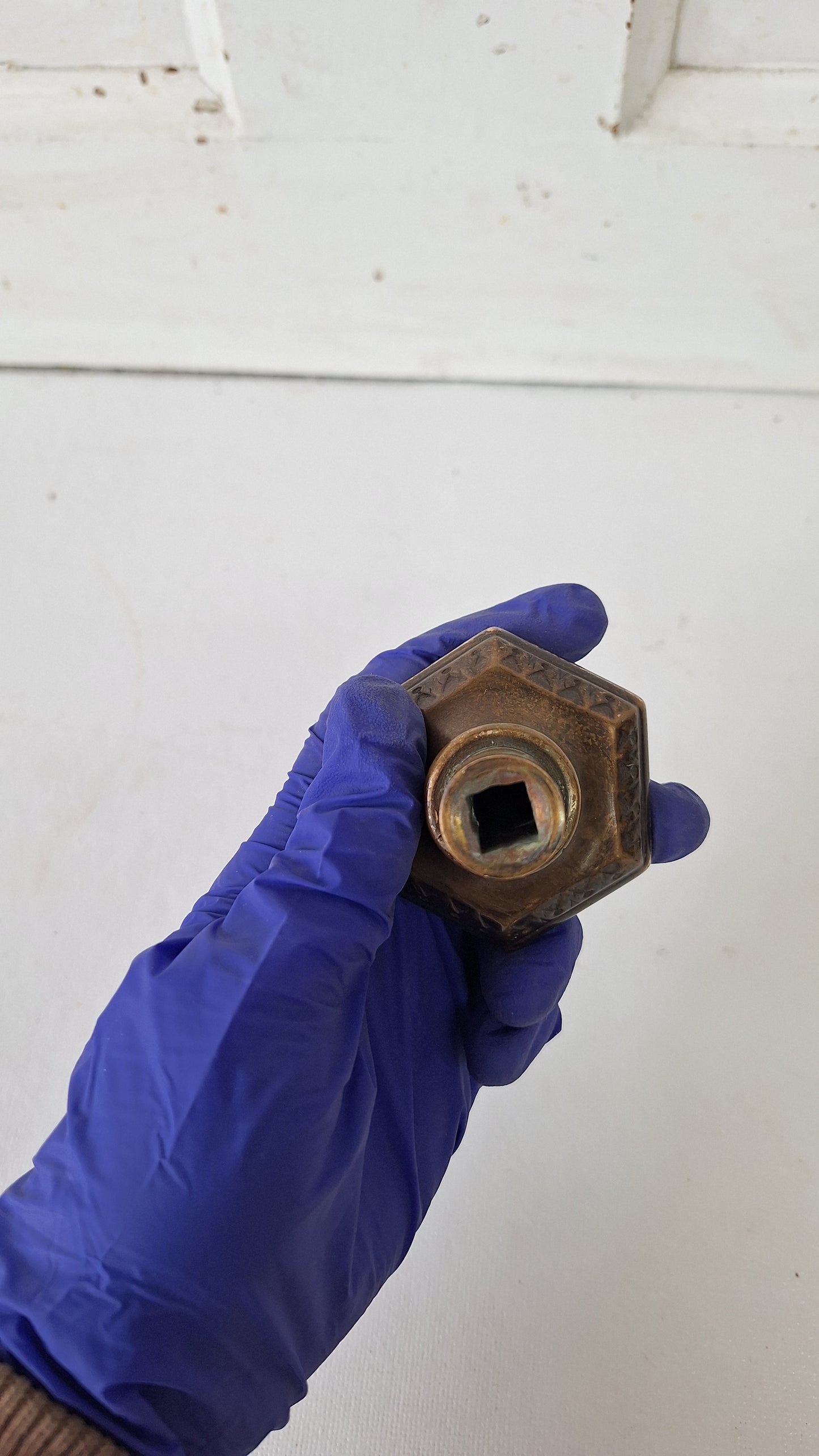 Ornate Hexagon Bronze Knob, MCC Russell Erwin Hexagonal Doorknob