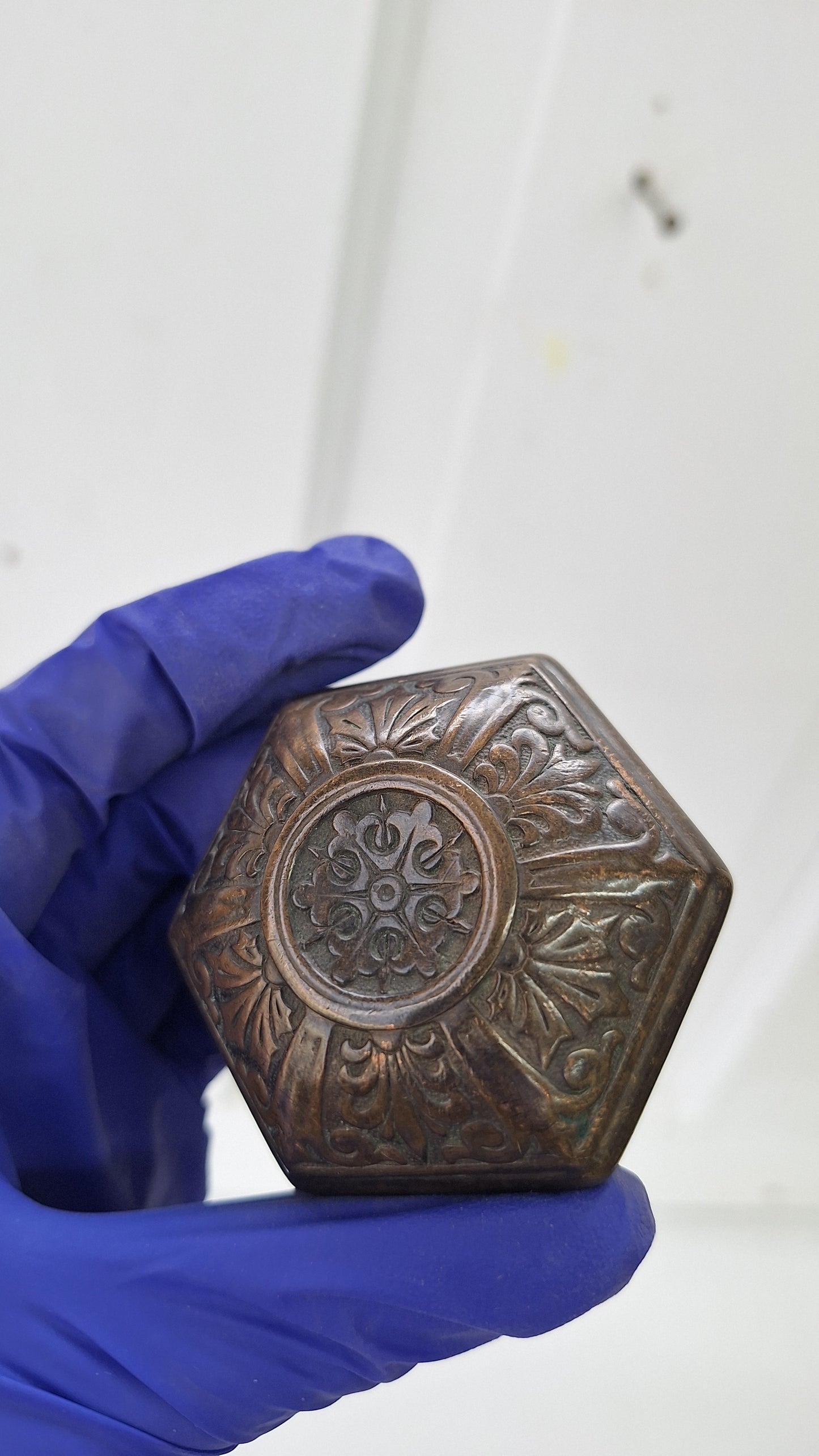 Ornate Hexagon Bronze Knob, MCC Russell Erwin Hexagonal Doorknob