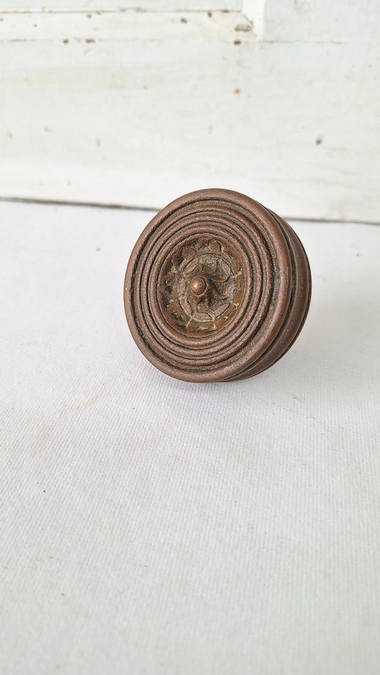 Hopkins Dickinson Drum Style Antique Bronze Doorknob, Entry Size