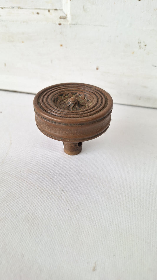 Hopkins Dickinson Drum Style Antique Bronze Doorknob, Entry Size