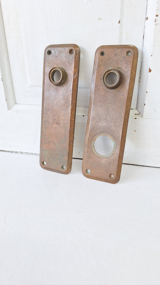 Antique Entry Door Plates with Cylinder Lock Opening, No Keyhole
