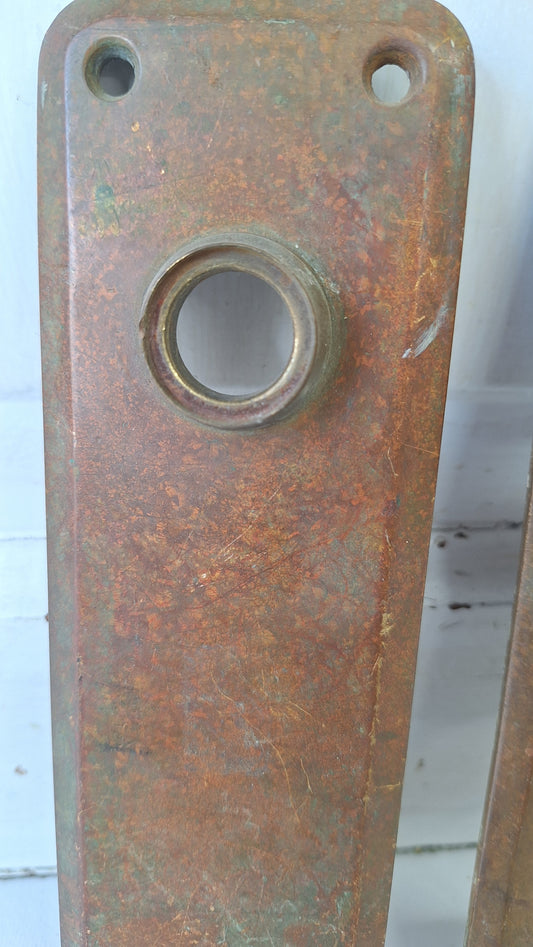 Antique Entry Door Plates with Cylinder Lock Opening, No Keyhole