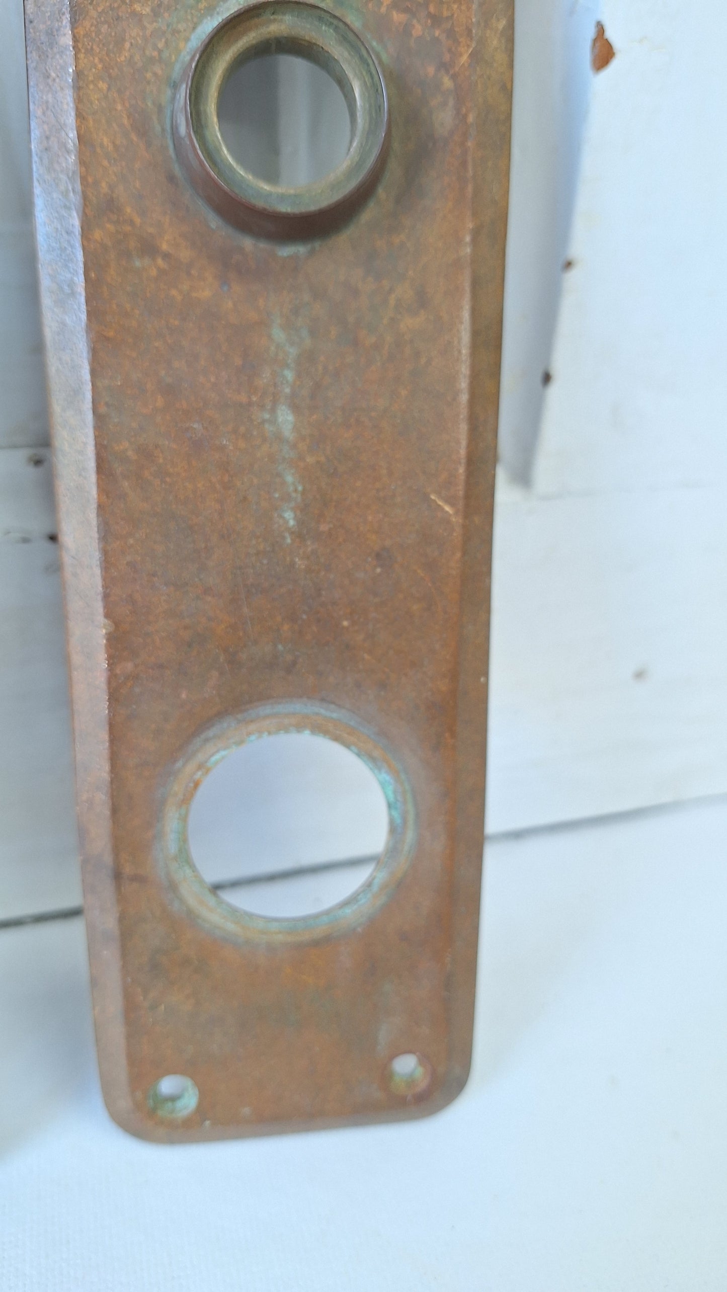 Antique Entry Door Plates with Cylinder Lock Opening, No Keyhole
