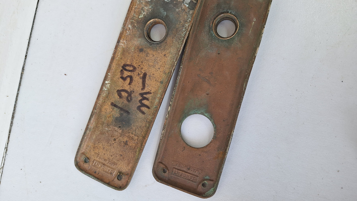 Antique Entry Door Plates with Cylinder Lock Opening, No Keyhole