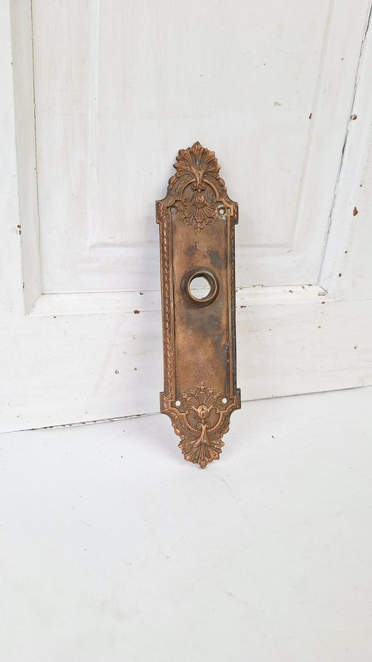 Antique Bronze Doorknob Backplate with No Keyhole, Victorian Door Knob Escutcheon
